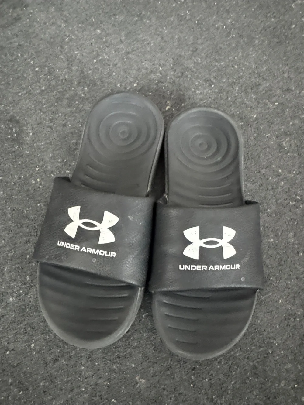 Under Armour Kids Black Slide Sandals with White Logo